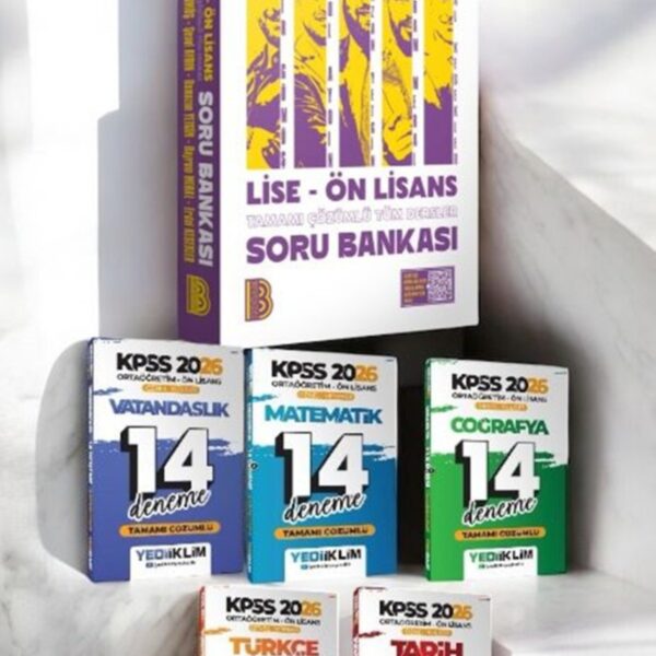2026 Lise Ön Lisans Tamamı Çözümlü Soru Bankası-Yediiklim 2026 KPSS Ön Lisans GY-GK Deneme