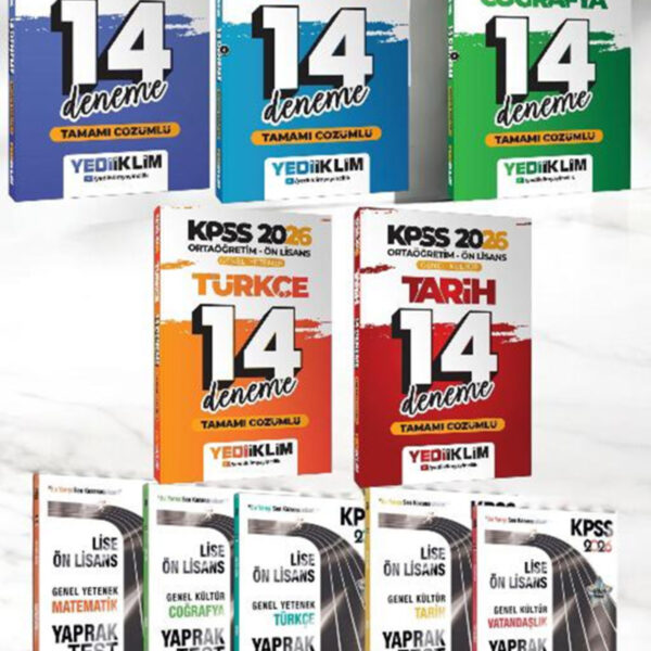 2026 KPSS Ortaöğretim Ön Lisans Genel Yetenek Genel Kültür Çözümlü Deneme Seti Ve Yaprak Test Seti