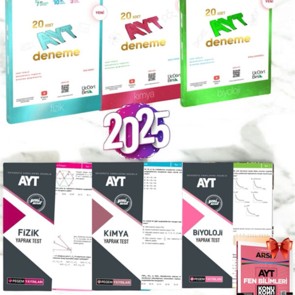 345-2025 AYT Fen Bilgisi Deneme Seti-Pegem 2025 AYT Fen Yaprak Test-AYT Son 7 Yılın Çıkmış Soruları