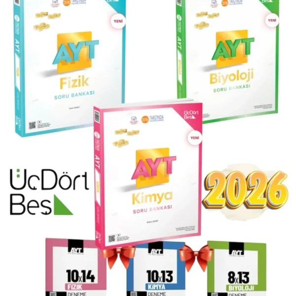 2026 AYT Fizik Kimya Biyololoji Soru Bankası Fen Bilimleri Sayısal Set+ 3 Deneme Set