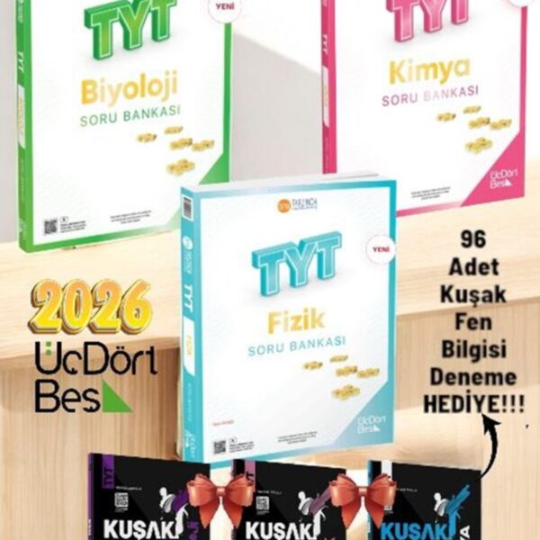 345-2026 TYT Fizik Kimya Biyololoji Soru Bankası Fen Bilimleri Seti+Kuşak TYT 96 Deneme Hediye