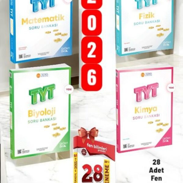 345-2026 TYT Matematik-Fizik-Kimya-Biyololoji Soru Bankası 4'lü Sayısal Fen Set Ve 28 Adet Deneme