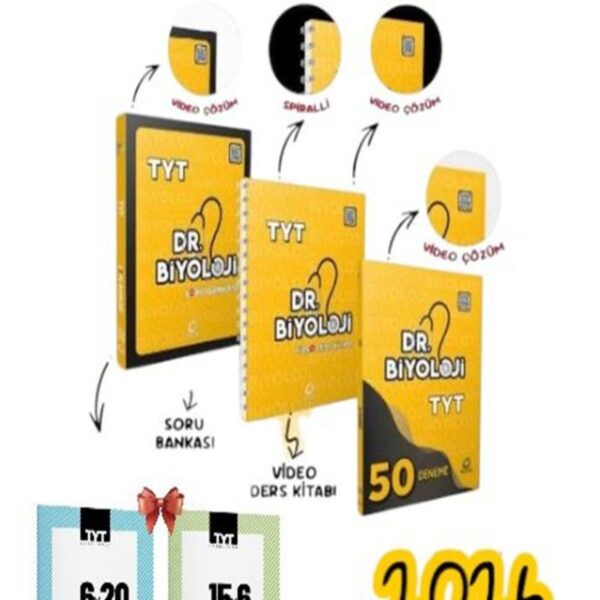 DR.BİYOLOJİ TYT SORU BANKASI+TYT VİDEO DERS KİTABI+TYT 50 DENEME 3'LÜ SET VE FEN DENEME