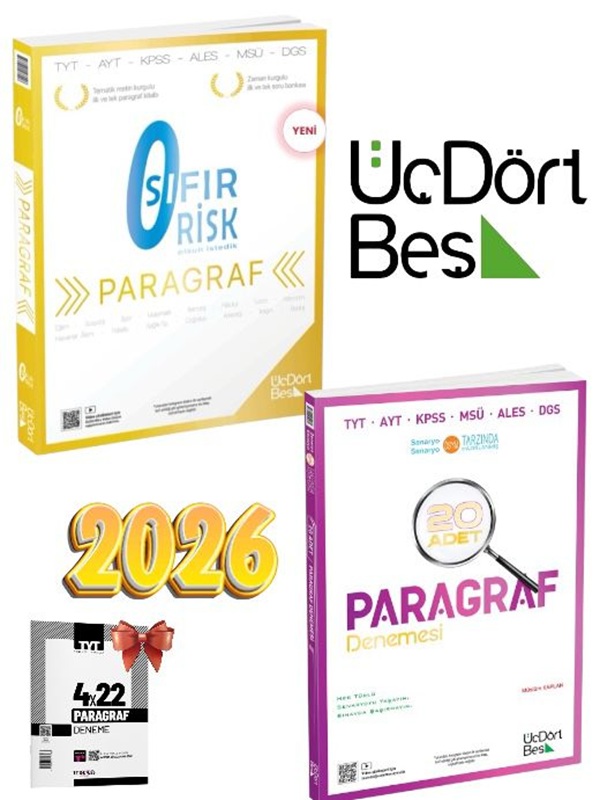 G44442 ÜÇ DÖRT BEŞ YAYINLARI 345- Paragraf Sıfır Risk 2026 TYT Paragraf Ve 345 Tyt Paragraf Deneme Seti - Görsel 1