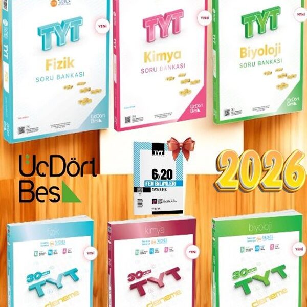 Üç Dört Beş Yayıncılık 345-2026 Tyt Fizik Kimya Biyololoji Soru Bankası Fen Bilimleri Sayısal Set Ve 345 Tyt Deneme Seti