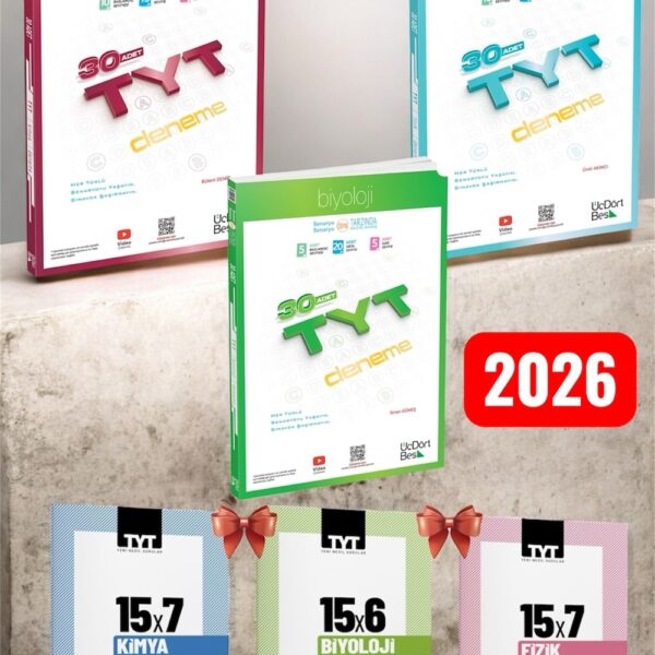 üç dört beş yayınları-2026 Tyt Fen Bilimleri Fizik - Kimya - Biyoloji Tyt Deneme Seti Ve Marka Yayınları Tyt Deneme Hediye