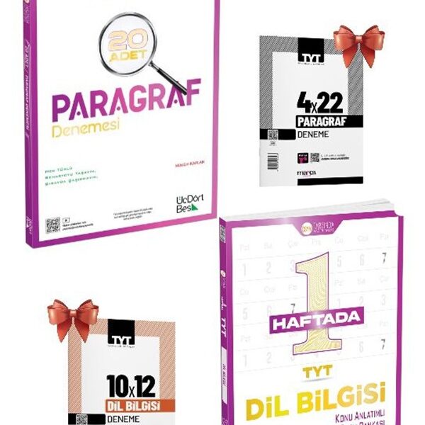 ÜÇ DÖRT BEŞ YAYINLARI-345 - 20 Lİ PARAGRAF DENEME-345-1 Haftada TYT Dilbilgisi Konu Anlatımlı Soru Bankası-TYT Deneme