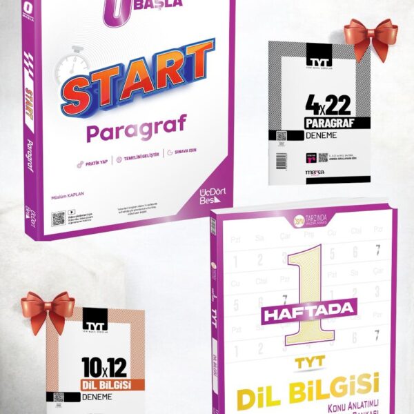 üç dört beş yayınları-345 - Start Paragraf Soru Bankası-345-1 Haftada TYT Dilbilgisi Konu Anlatımlı Soru Bankası