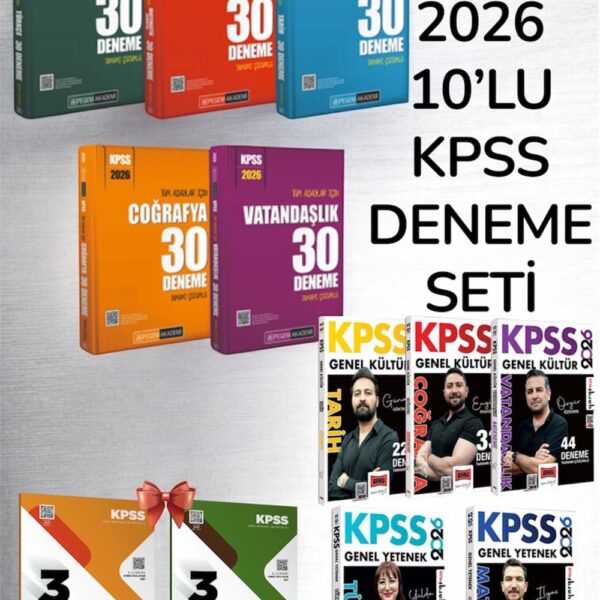 2026 KPSS Lisans-Ön lisans Tüm Adaylar İçin 10'Lu Deneme Seti Yargı ve Pegem 293 Adet Deneme