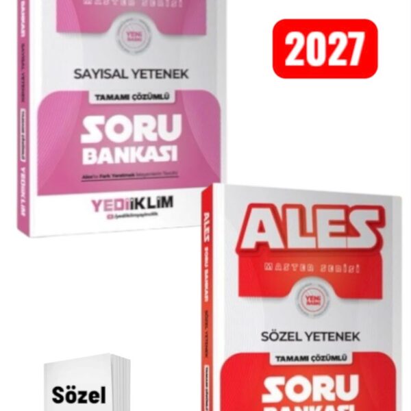Yediiklim Yayınları Ales Sayısal-Sözel Yetenek Tamamı Çözümlü Soru Bankası Seti ve Deneme Hediye